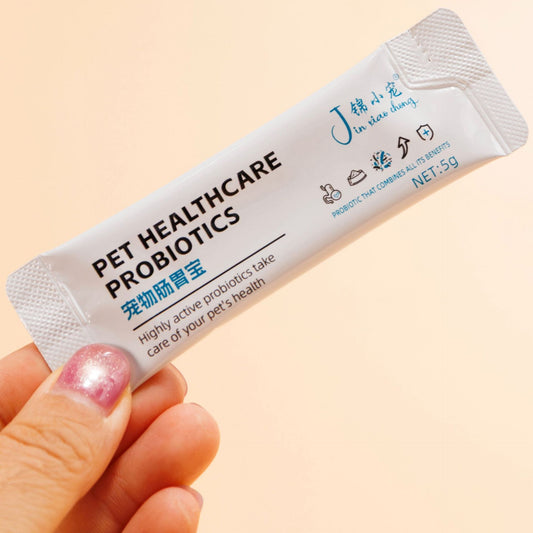 pet probiotics for gut health packaging, promoting pet digestive wellness and microbiome support.