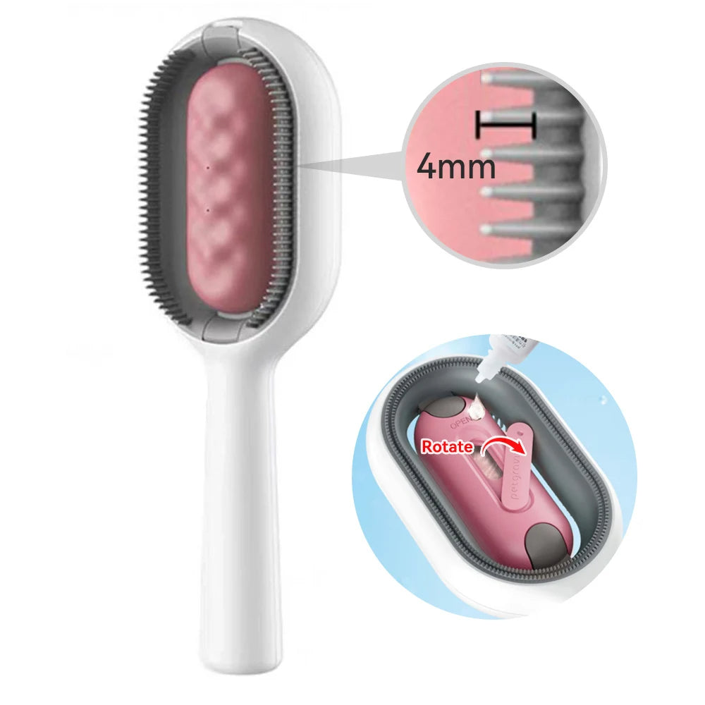 Cat Hair Brush with Water | 4-in-1 Pet Grooming Brush