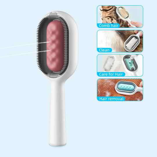 Cat Hair Brush with Water | 4-in-1 Pet Grooming Brush