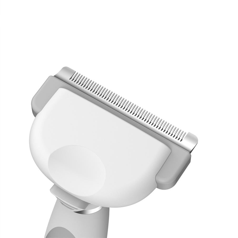Pet grooming tool with fine-toothed edge for shedding control and coat maintenance
