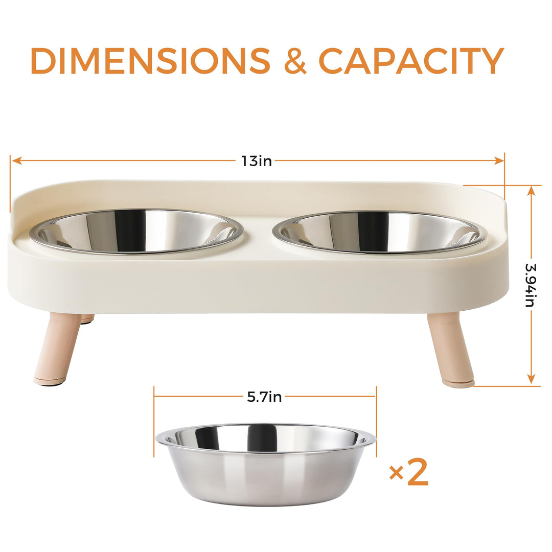 Elevated Cat Bowls Set with stainless steel bowls