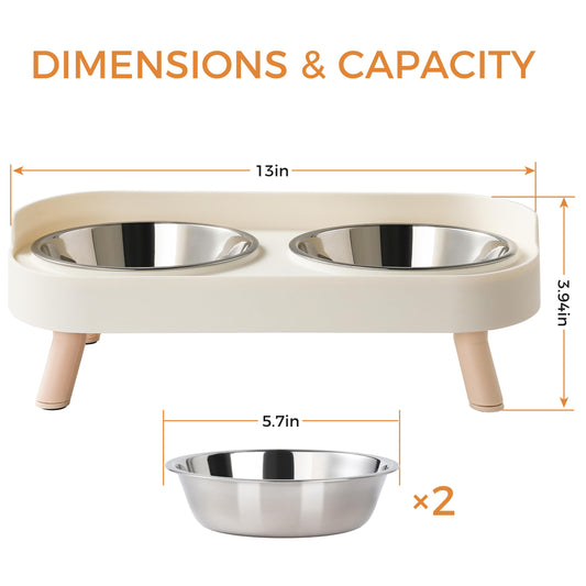 Elevated Cat Bowls Set with stainless steel bowls