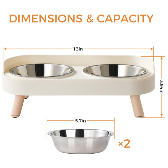 Elevated Cat Bowls Set with stainless steel bowls