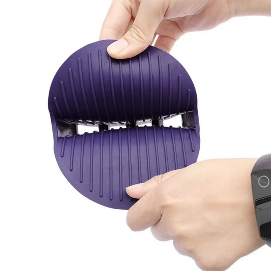  Pet Shampoo Brush Purple pet grooming brush with silicone bristles for shedding control and massage