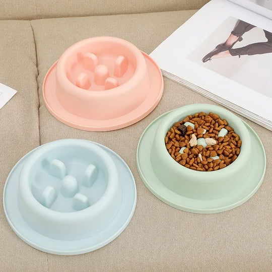 Pet Slow Eating Feeder Dog Feeding Food Bowls 