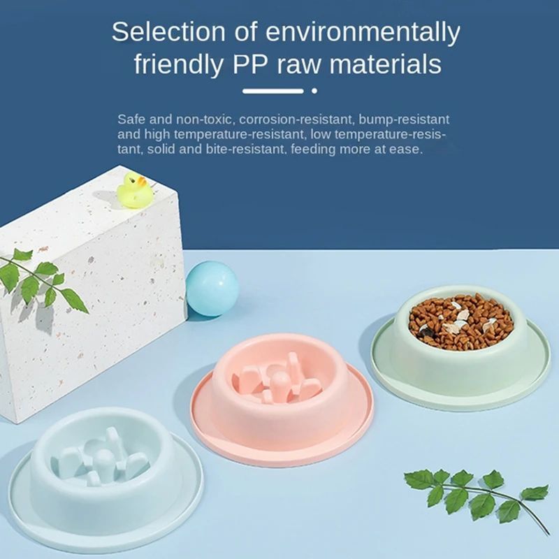 Pet Slow Eating Feeder Dog Feeding Food Bowls 