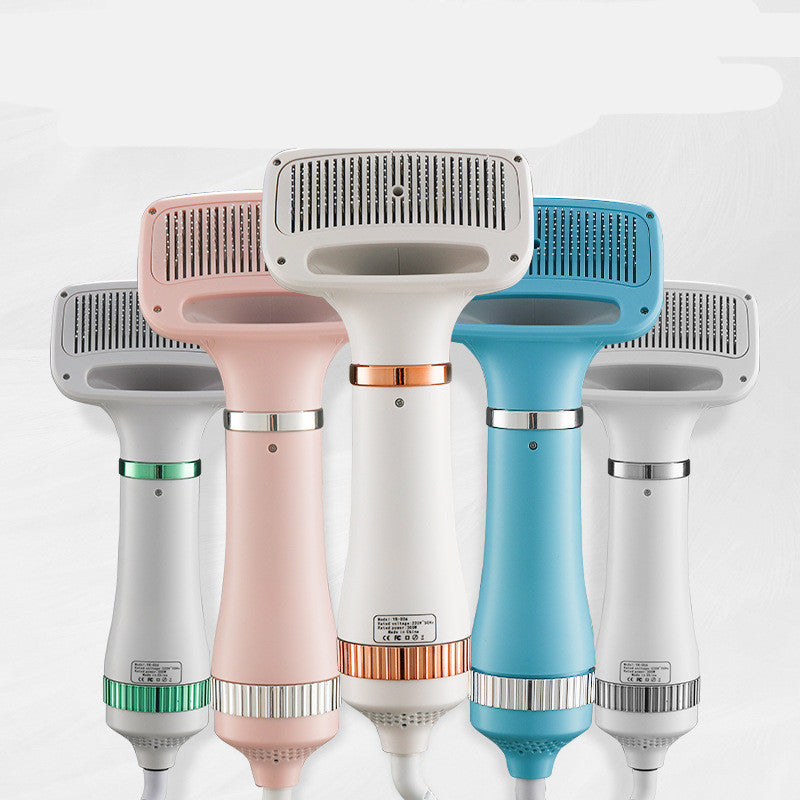 Colorful pet hair dryers for grooming, featuring multiple designs and finishes for pet care essentials.